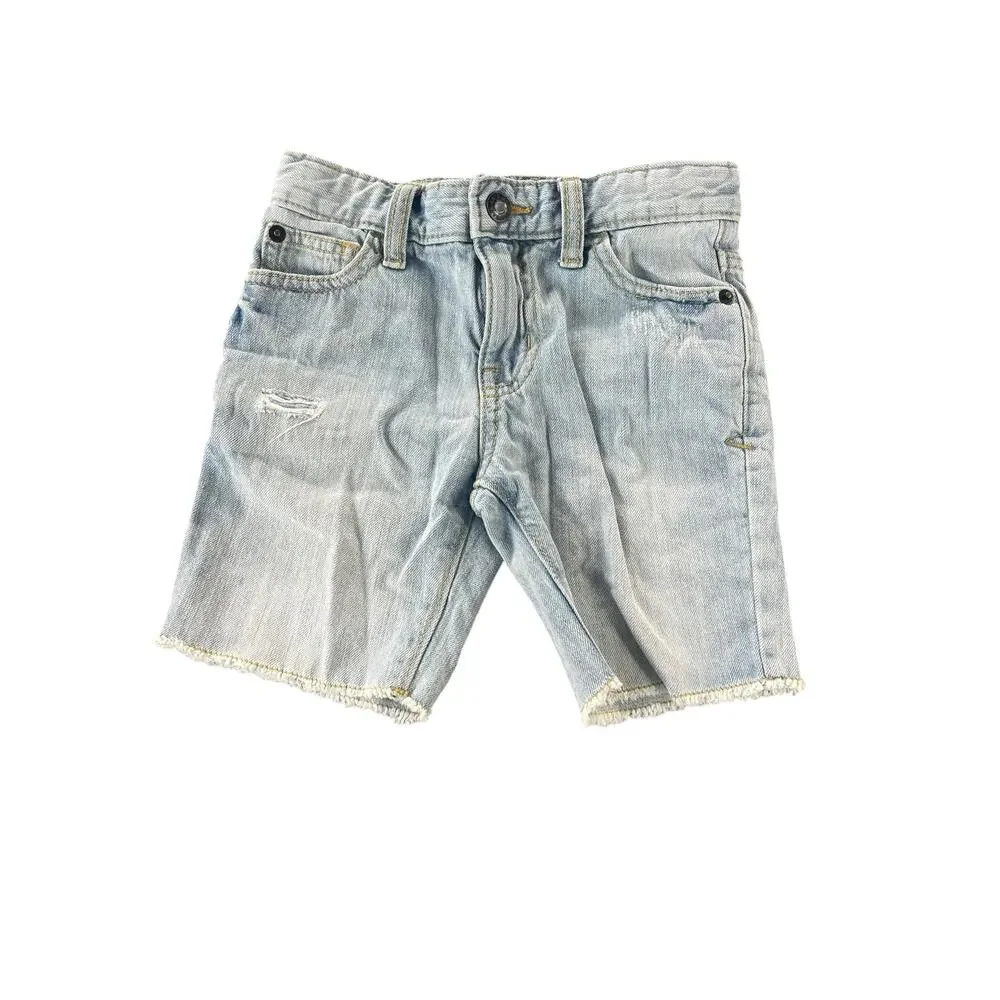 Cat & Jack Girls Light Wash Blue Distressed Denim Jean Shorts Youth Size 5